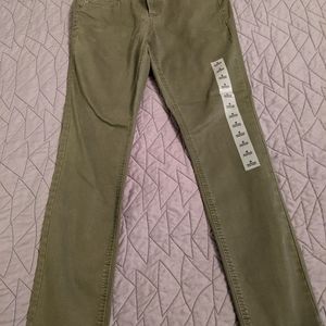 Olive green skinny jeans, 8R